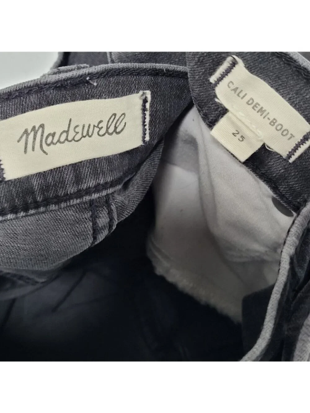 Madewell Grey Cali Demi Boot Button Fly Mid Rise Crop Denim Jeans 25 (25x26)
